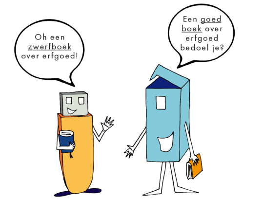 Benny en Betty, de mascottes van CAVA, praten over de zwerfgoedboeken die ze vonden
