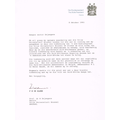 Brief van de Klerk