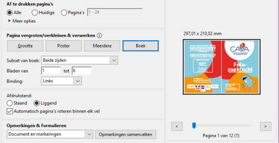 Printinstructies voor de fotozoektocht