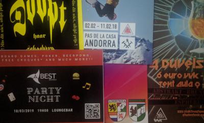 Foto van flyers van studentenkringen