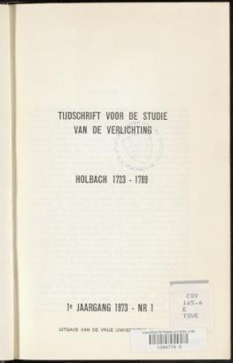 Cover van het tijdschrift Tijdschrfit voor de studie van de verlichting