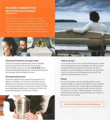 Flyer "Afscheid nemen: Vrijzinnige humanistische afscheidsplechtigheden"